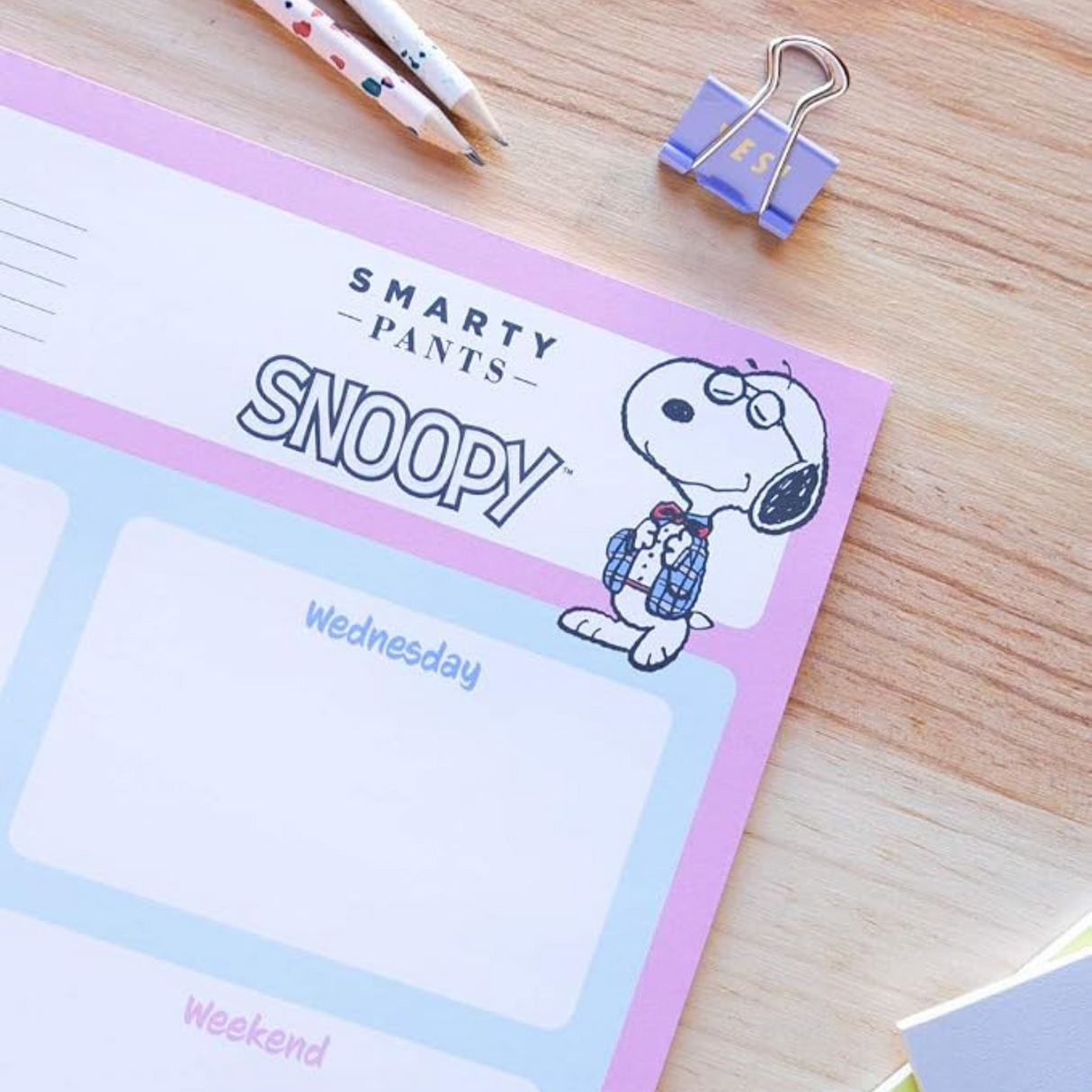 Snoopy A3 Weekly Planner Notepad Pink