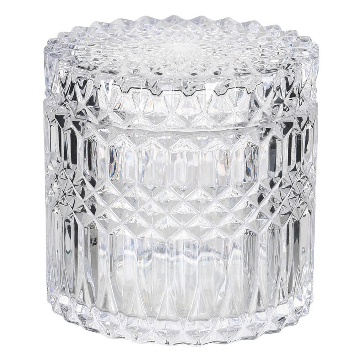 Cut Glass Storage Jar with Lid H10cm