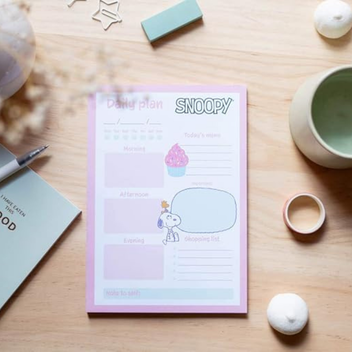 Snoopy Daily A5 Note Pad Planner Pink