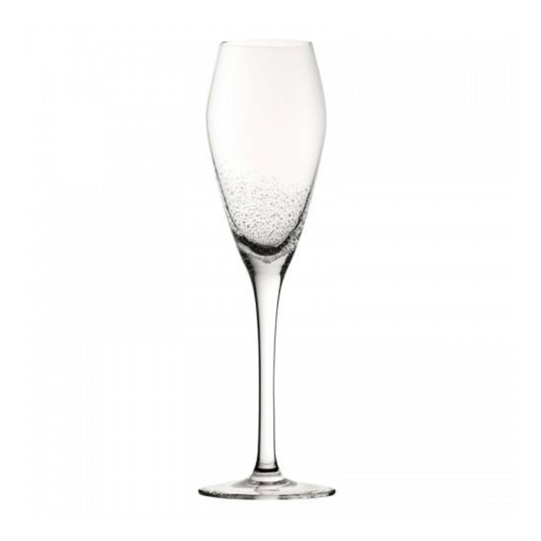 Champagne Flutes with Elegant Bubble Detail Design Set of 6 Clear