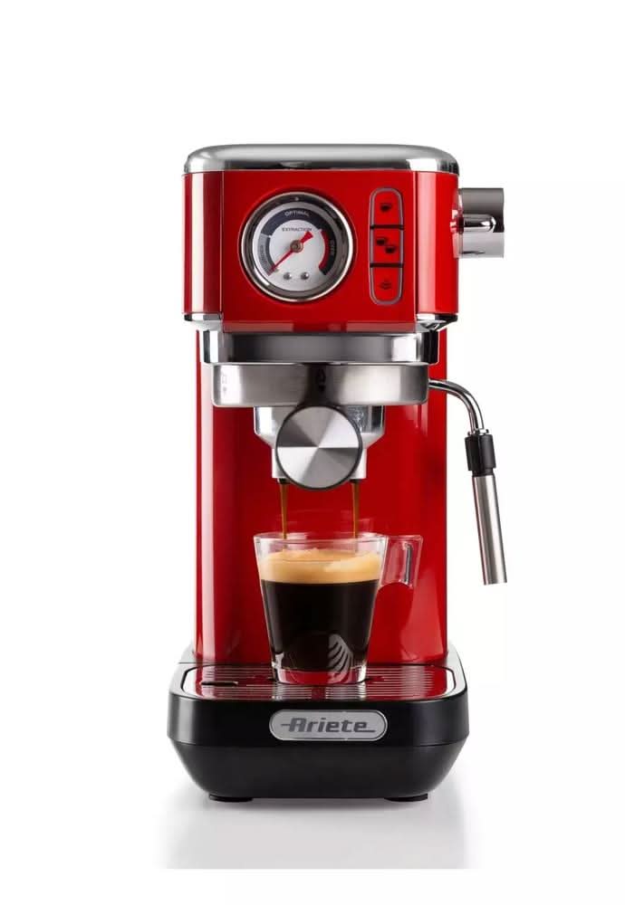Ariete Moderna Espresso Machine Slim with Pressure Gauge 1300W Red