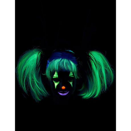 Black Glow in The Dark Punk Pigtails Halloween Wig