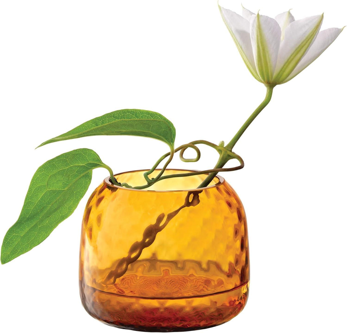 LSA Dapple Mouth Blown Glass Tealight Holder Vase 7cm Amber