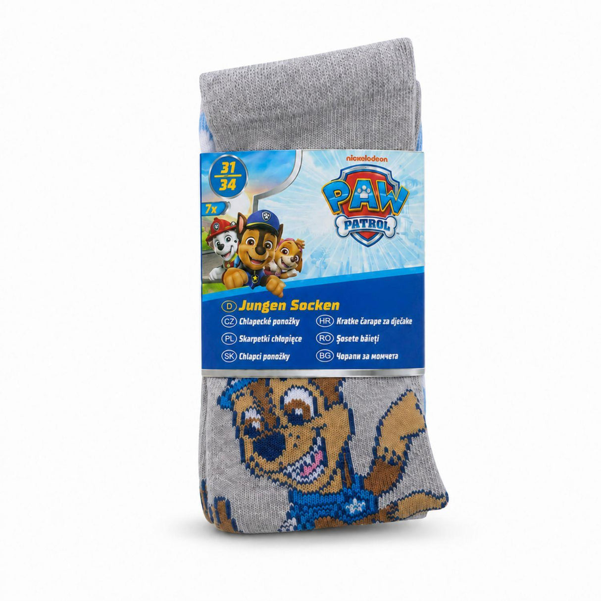 Boys PAW Patrol 7 Pack Multicoloured Socks EU 31-34 UK 12-2.5
