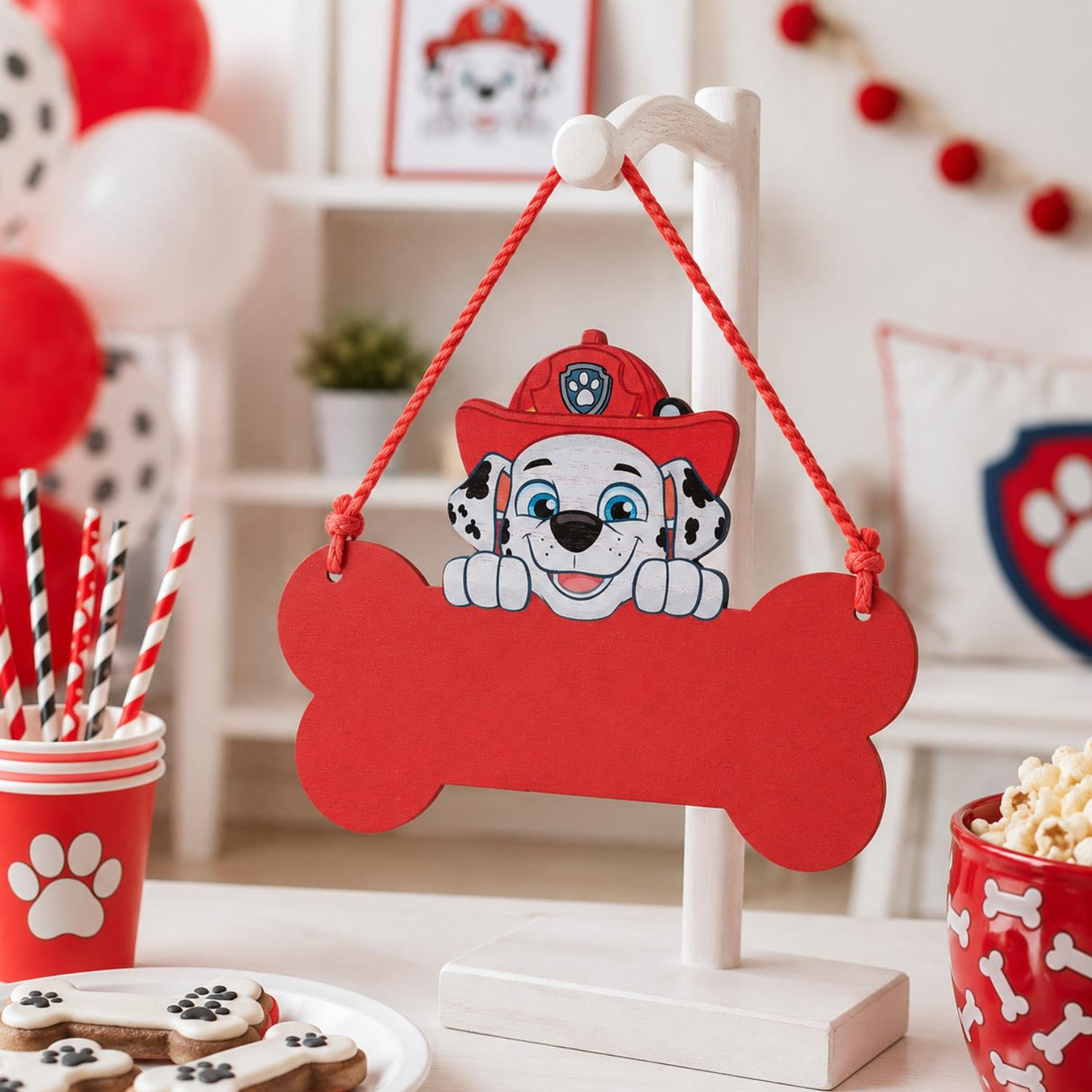 Paw Patrol Marshall Wooden Hanging Plaque Red