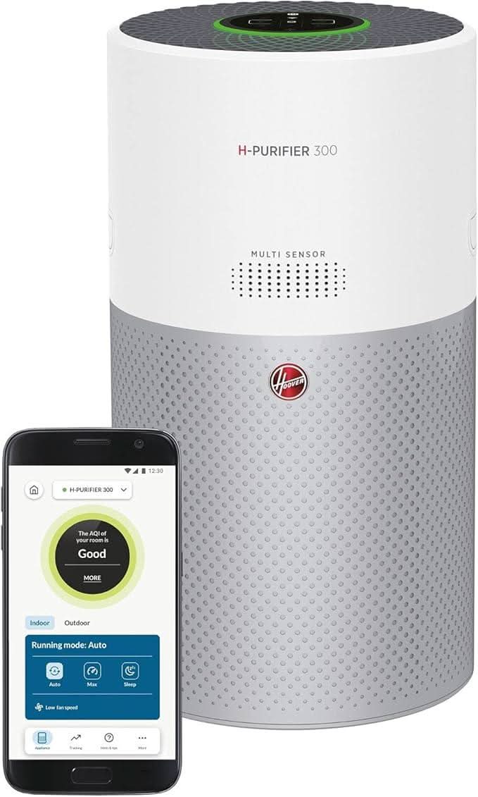 Hoover 300 Air Purifier with Fast Acting H-TRIFILTER Bluetooth-Enabled White
