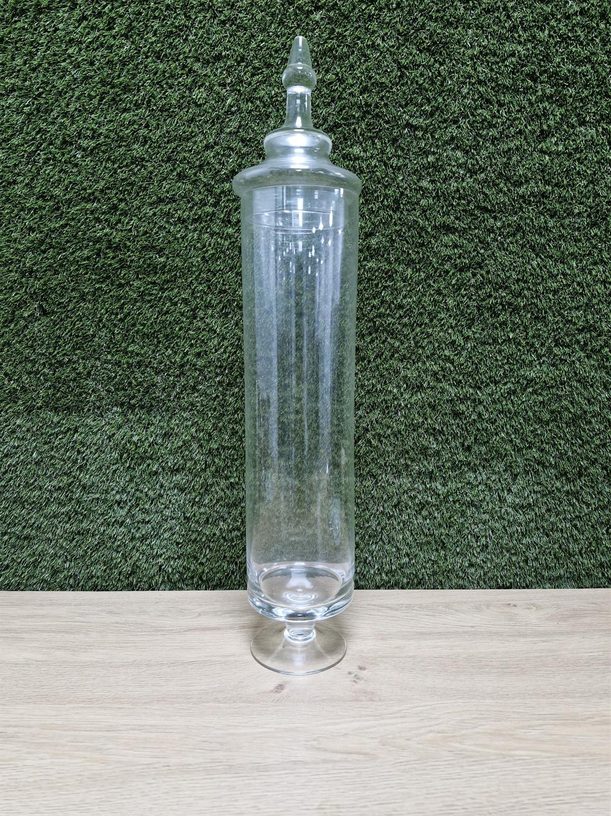 Clear Glass Apothecary Pedestal Jar with Lid Approx 57cm