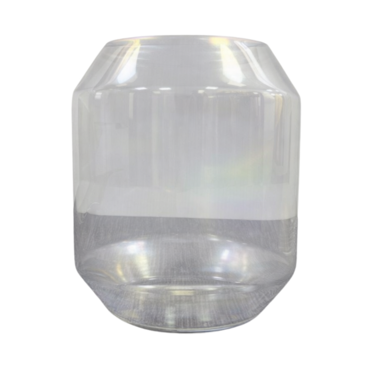 Large Clear Pearlescent Glass Vase H24cm