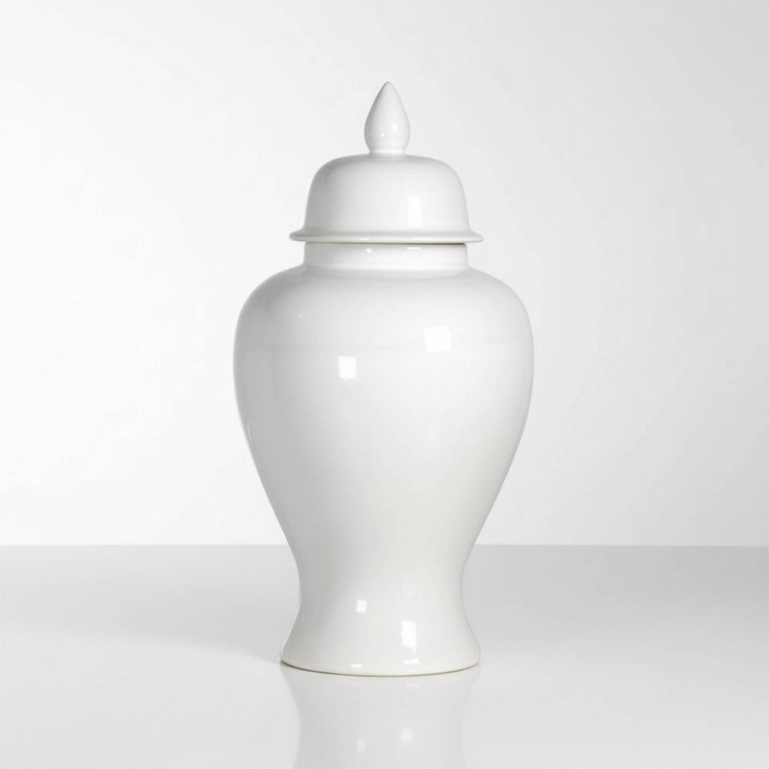 Elegant White Porcelain Ginger Jar Ornament H50cm