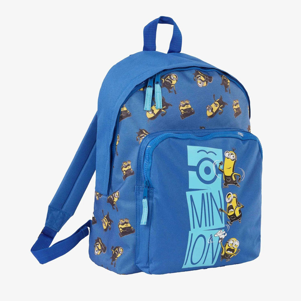 Minions Backpack School Bag with Front Zip Pocket One Size Blue