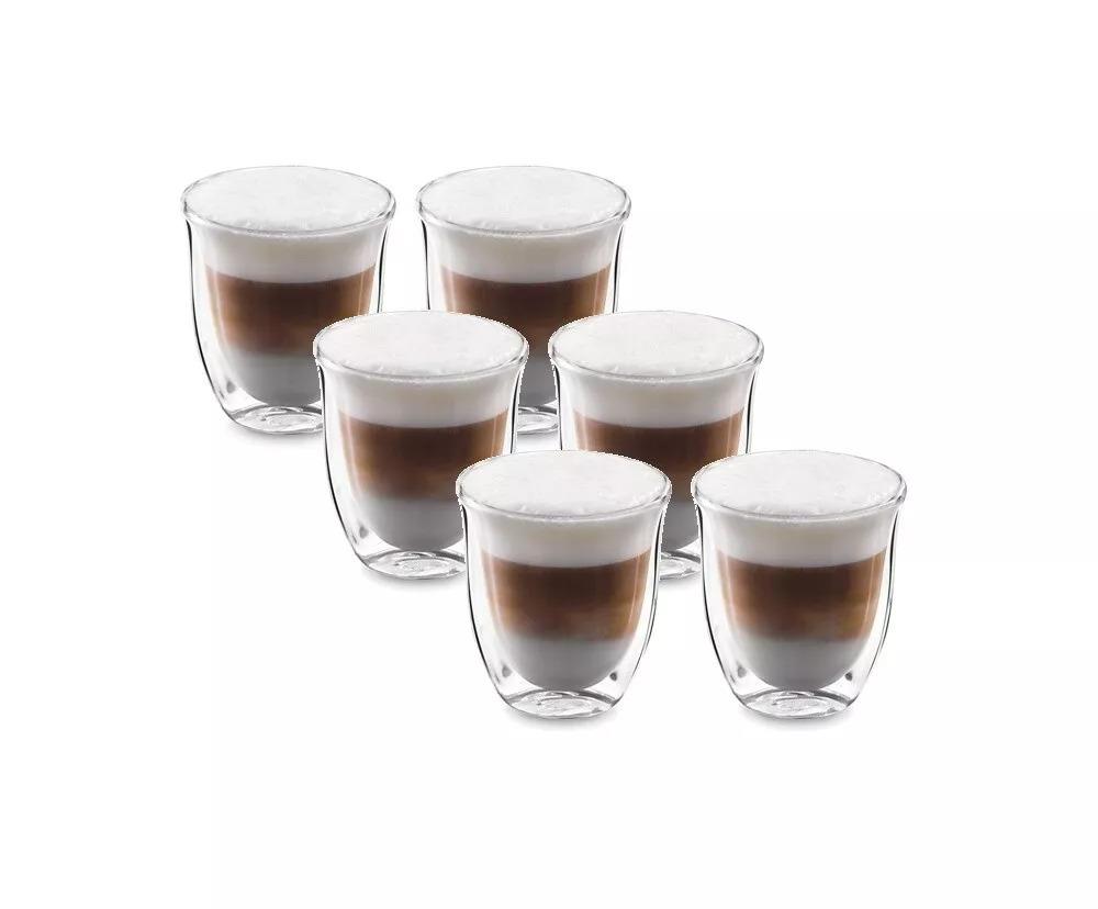 De'Longhi DLSC301 Double Walled Cappuccino Glasses Pack of 6 Clear