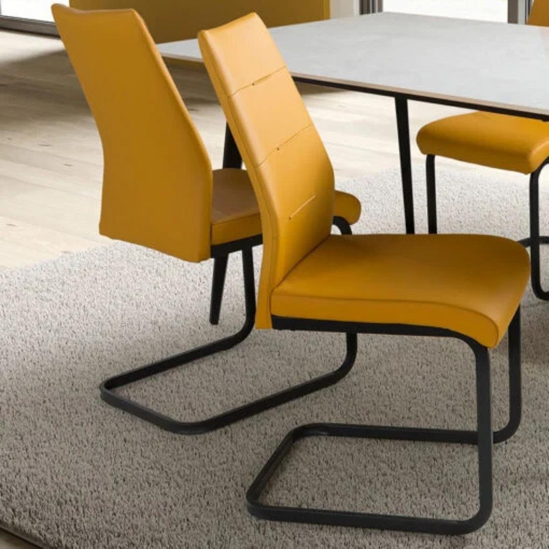 Cordoba Leather Effect Mustard Dining Chairs Set of 4