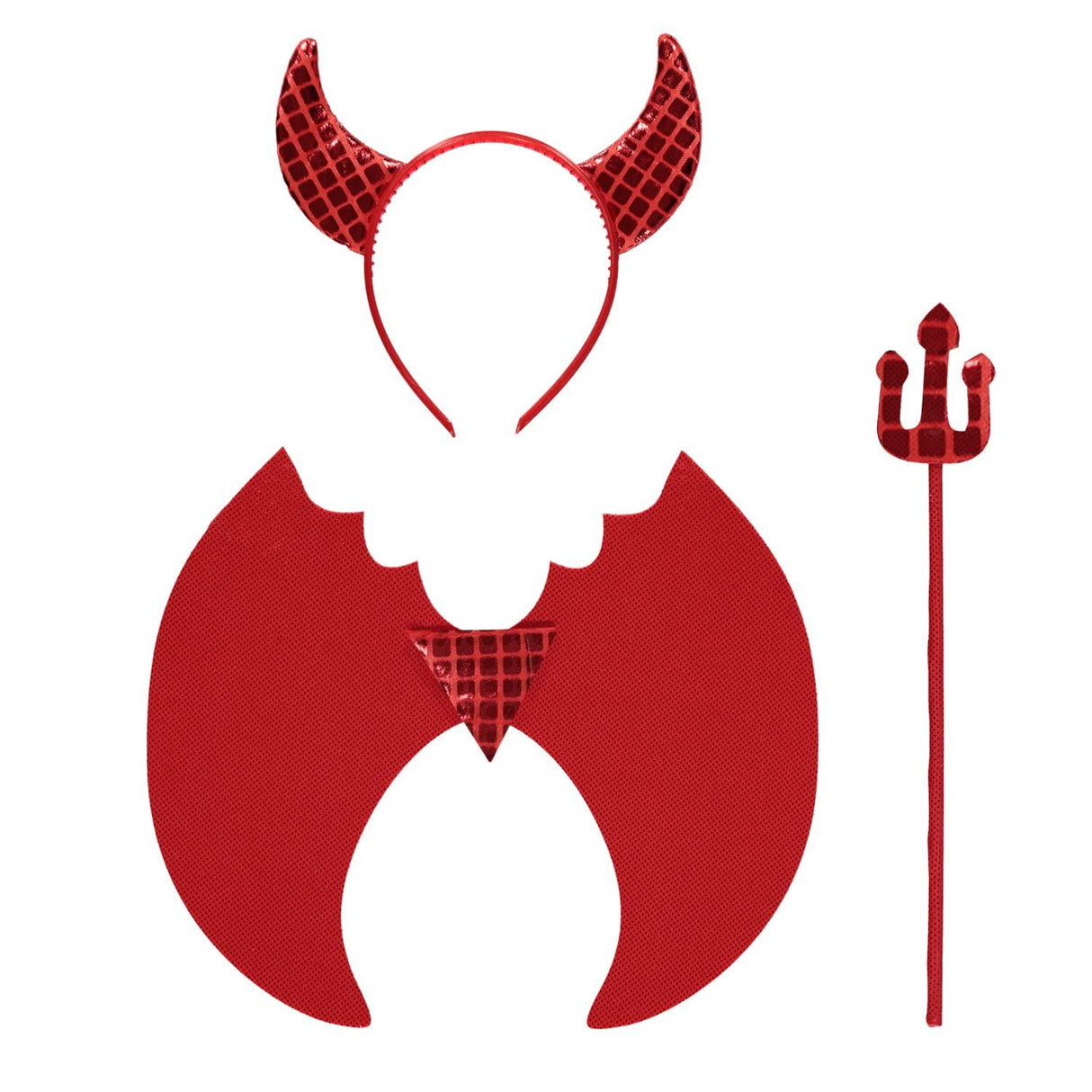 Child Foil Devil Wings with Headband and Trident Kit