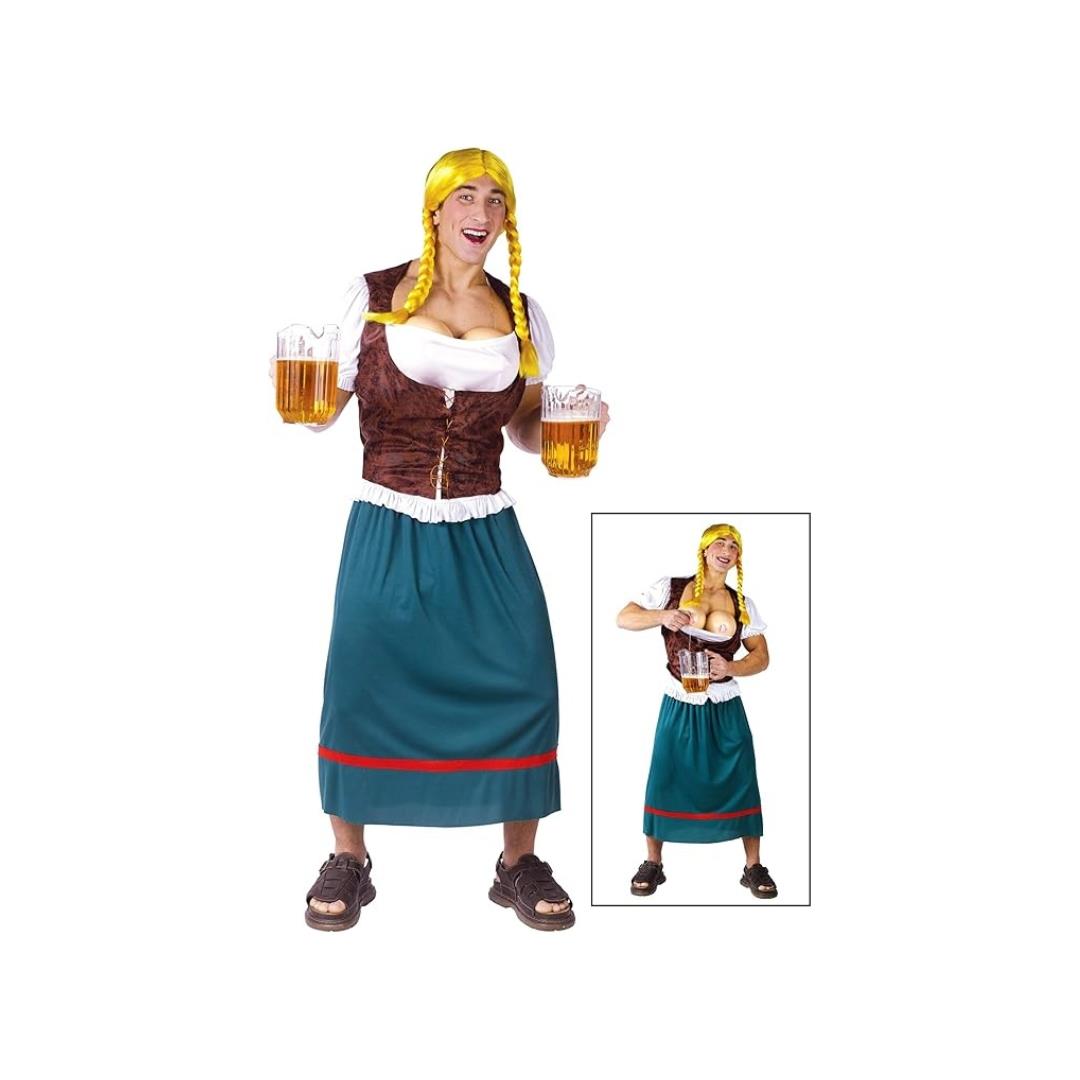 Bavarian Beauty Adult Fancy Dress Costume with Beer Tap Bust One Size