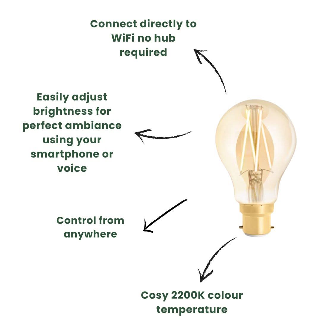 WiZ A60 Bayonet LED Filament Dimmable Amber Lightbulb