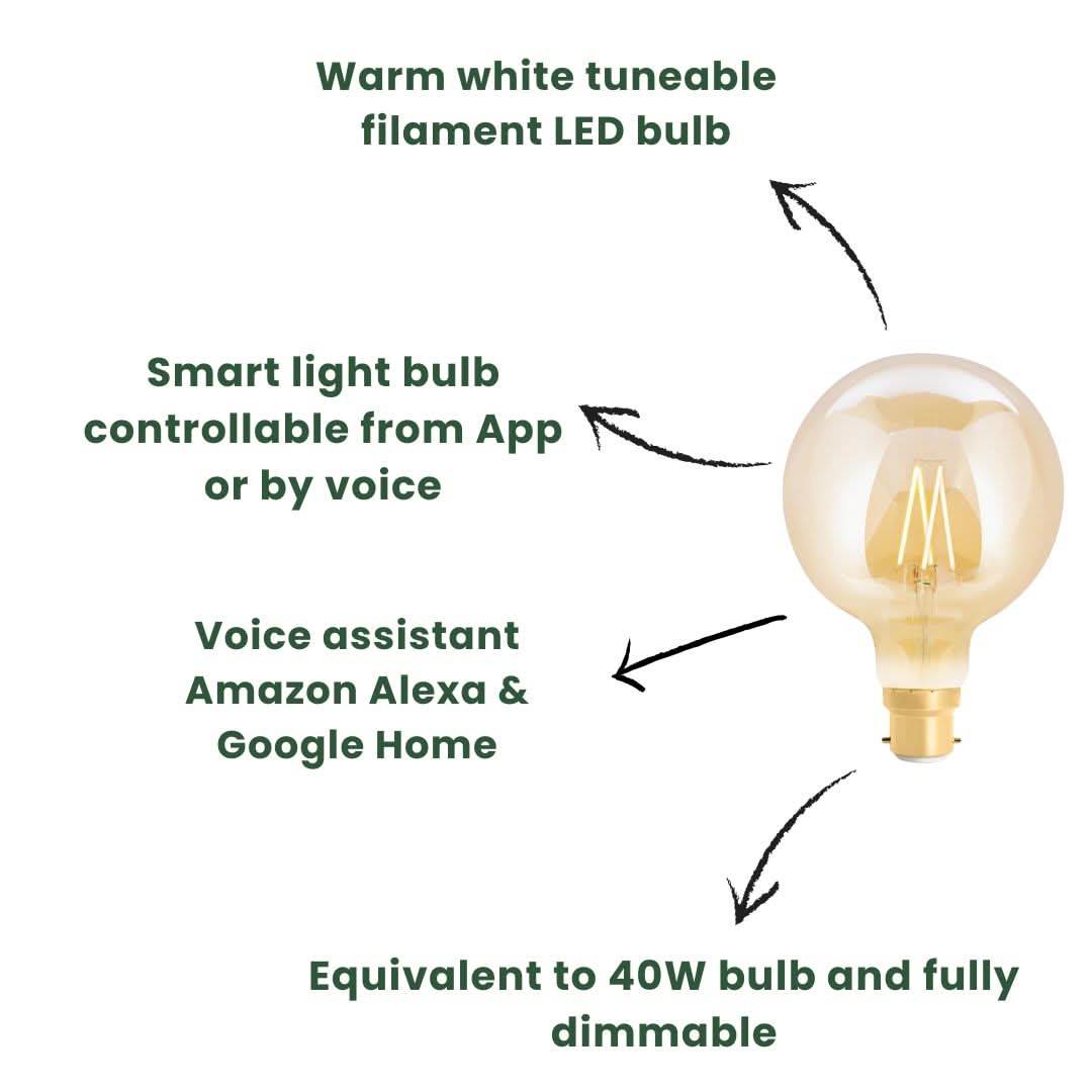 WiZ G125 LED Tunable Filament Bayonet Amber Lightbulb