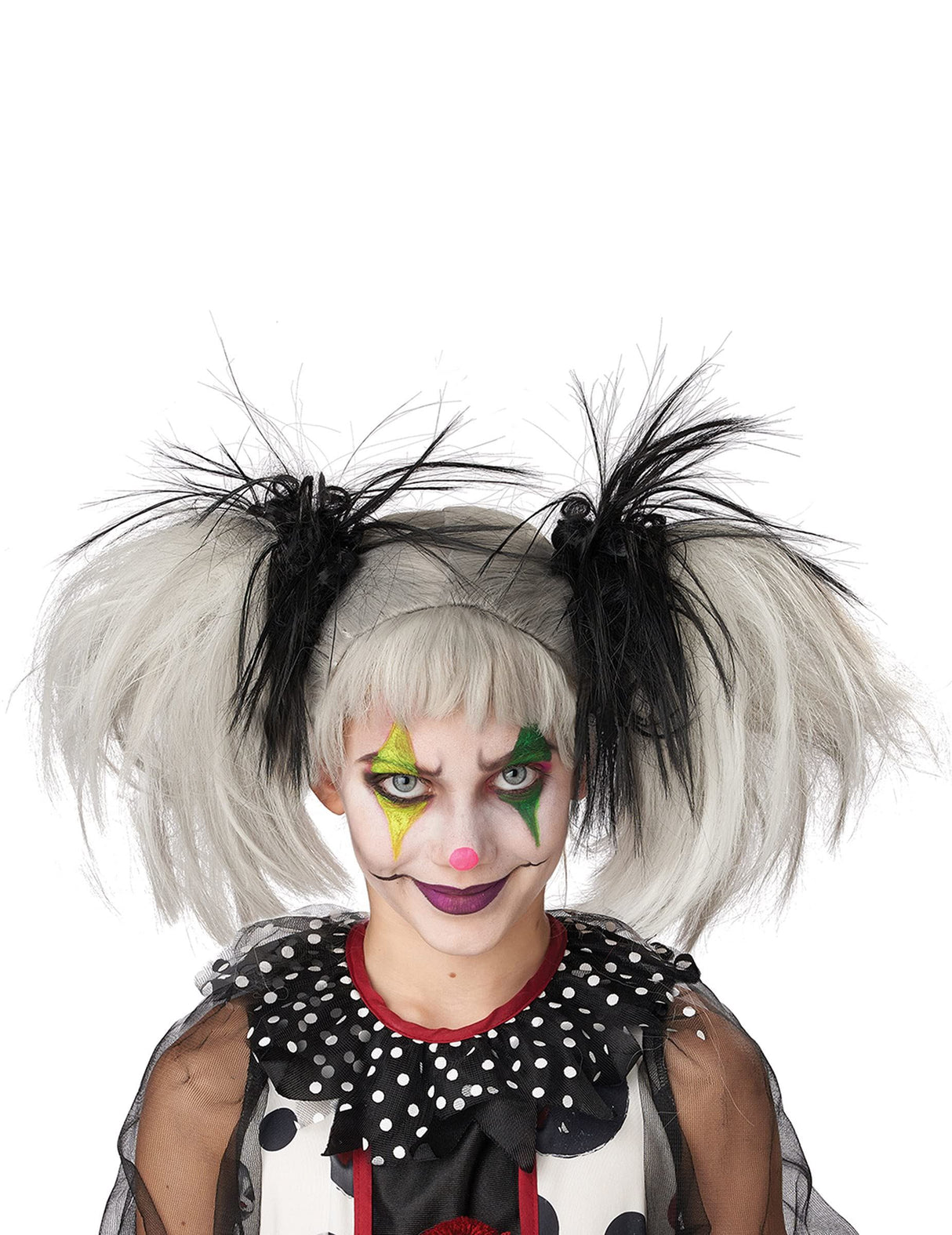 Black Glow in The Dark Punk Pigtails Halloween Wig