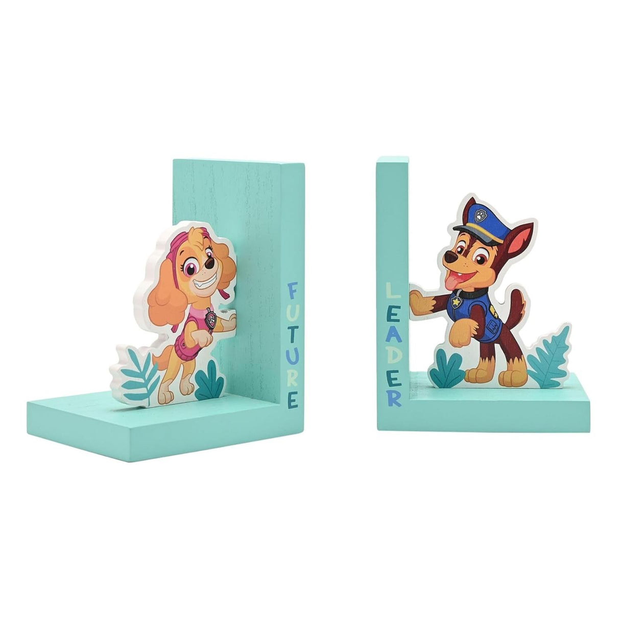 Paw Patrol Skye and Chase Wooden Bookends Turquoise