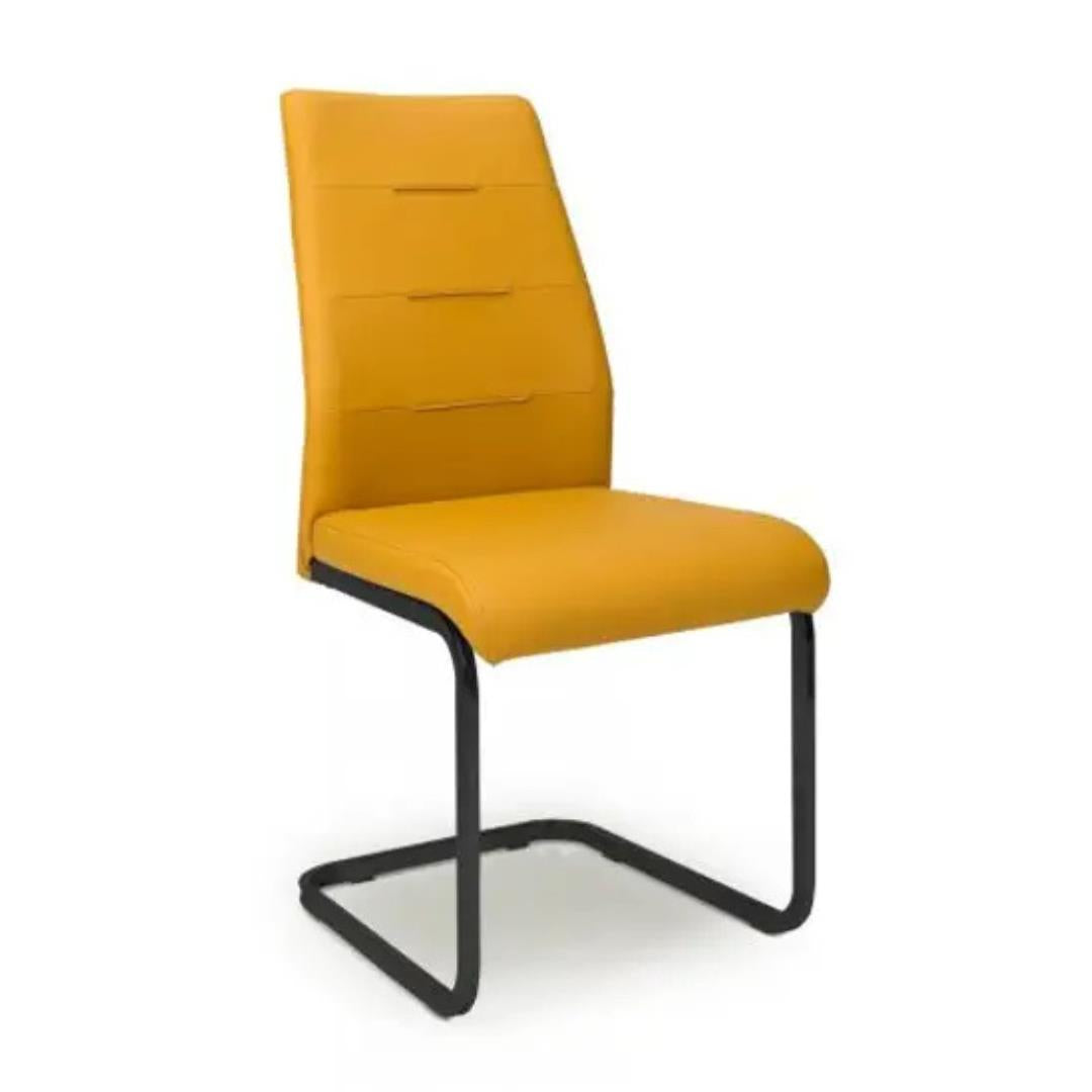 Cordoba Leather Effect Mustard Dining Chairs Set of 4