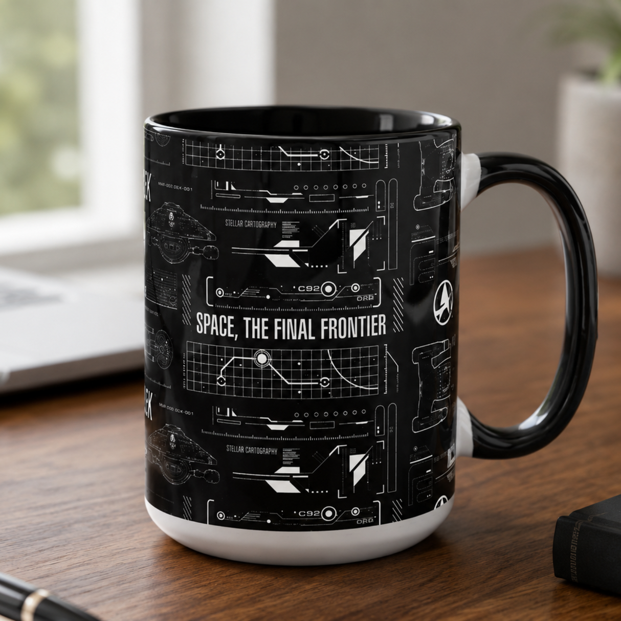 Star Trek Tech Black and White 444ml Mug The Final Frontier Design