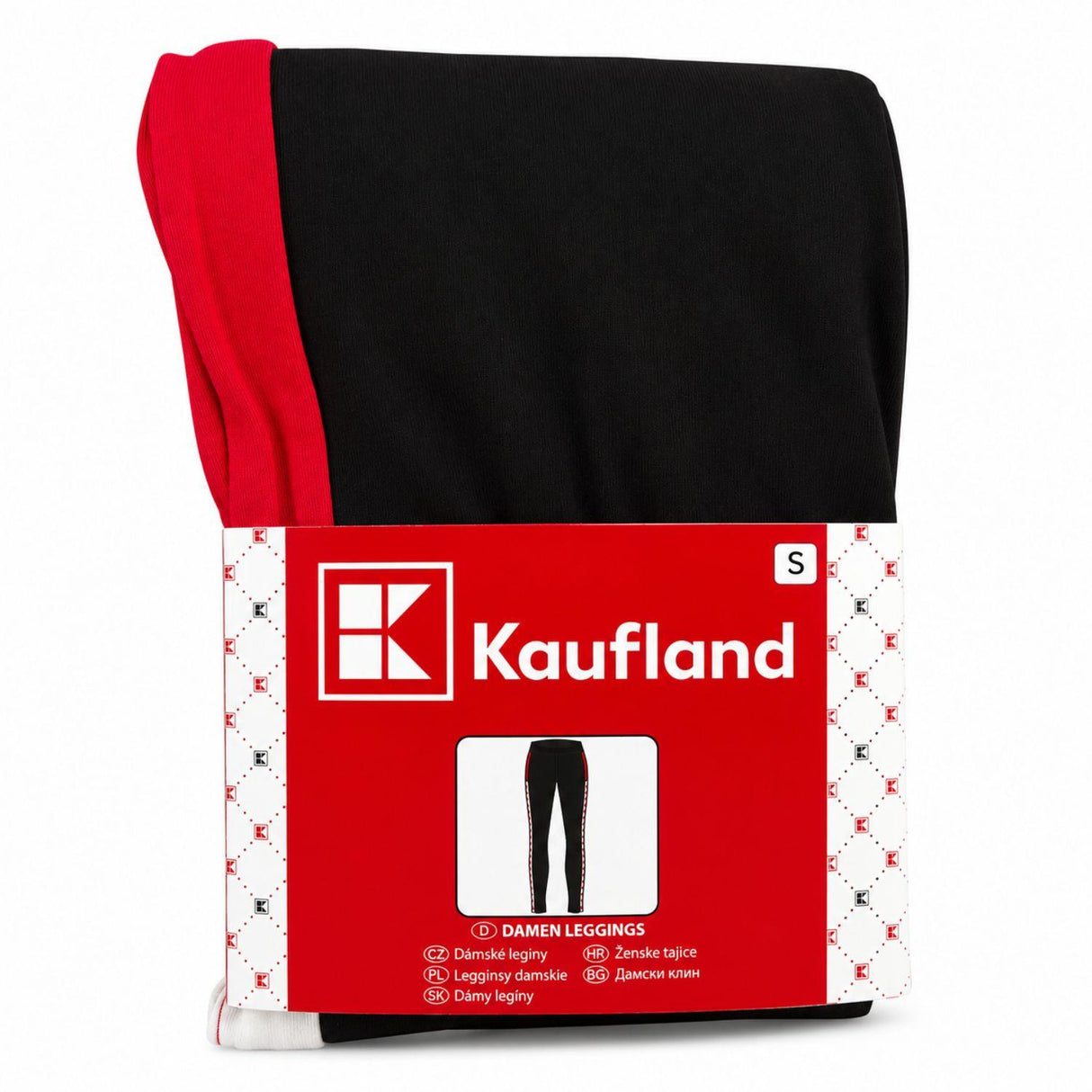 Kaufland Women's Logo Cotton Stretch Leggings Black Red Size S