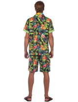 Men's Hawaii Floral Shirt and Shorts Costume Set Black - XXL