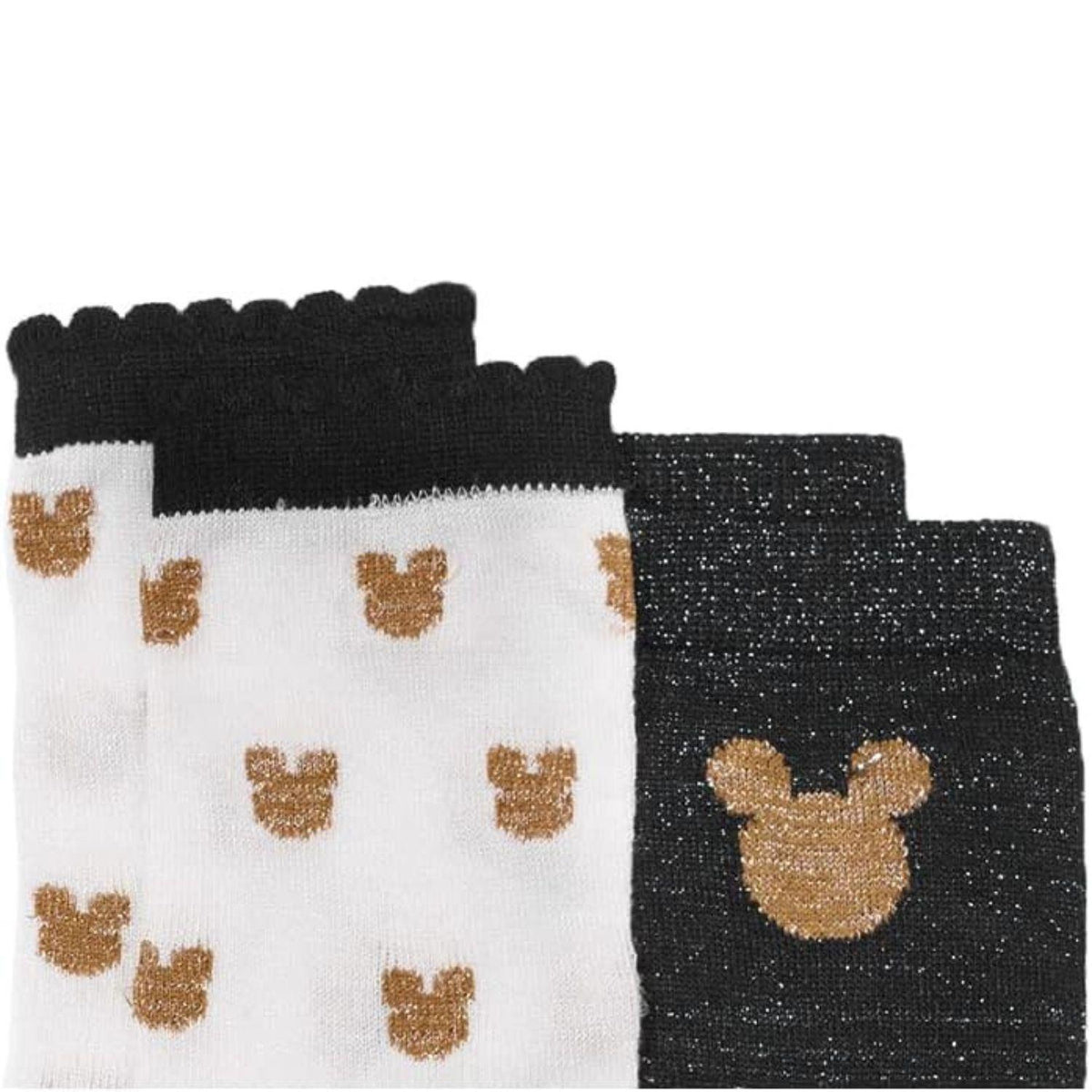 Women's Disney Mickey Mouse Glitter Socks 6 Pairs UK 3-5 Black and White
