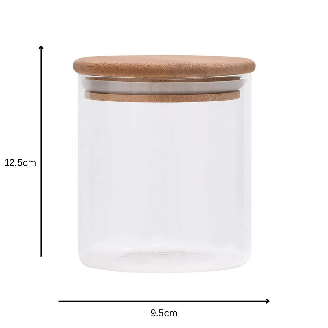 Clear Glass Cylinder Storage Jar with Bamboo Lid 700ml