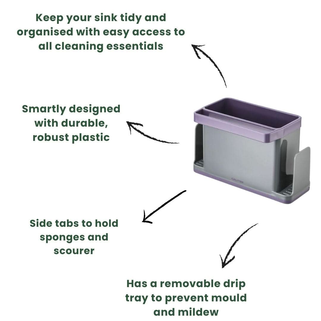 CALITEK Sink Caddy Organiser with Drip Tray – Purple