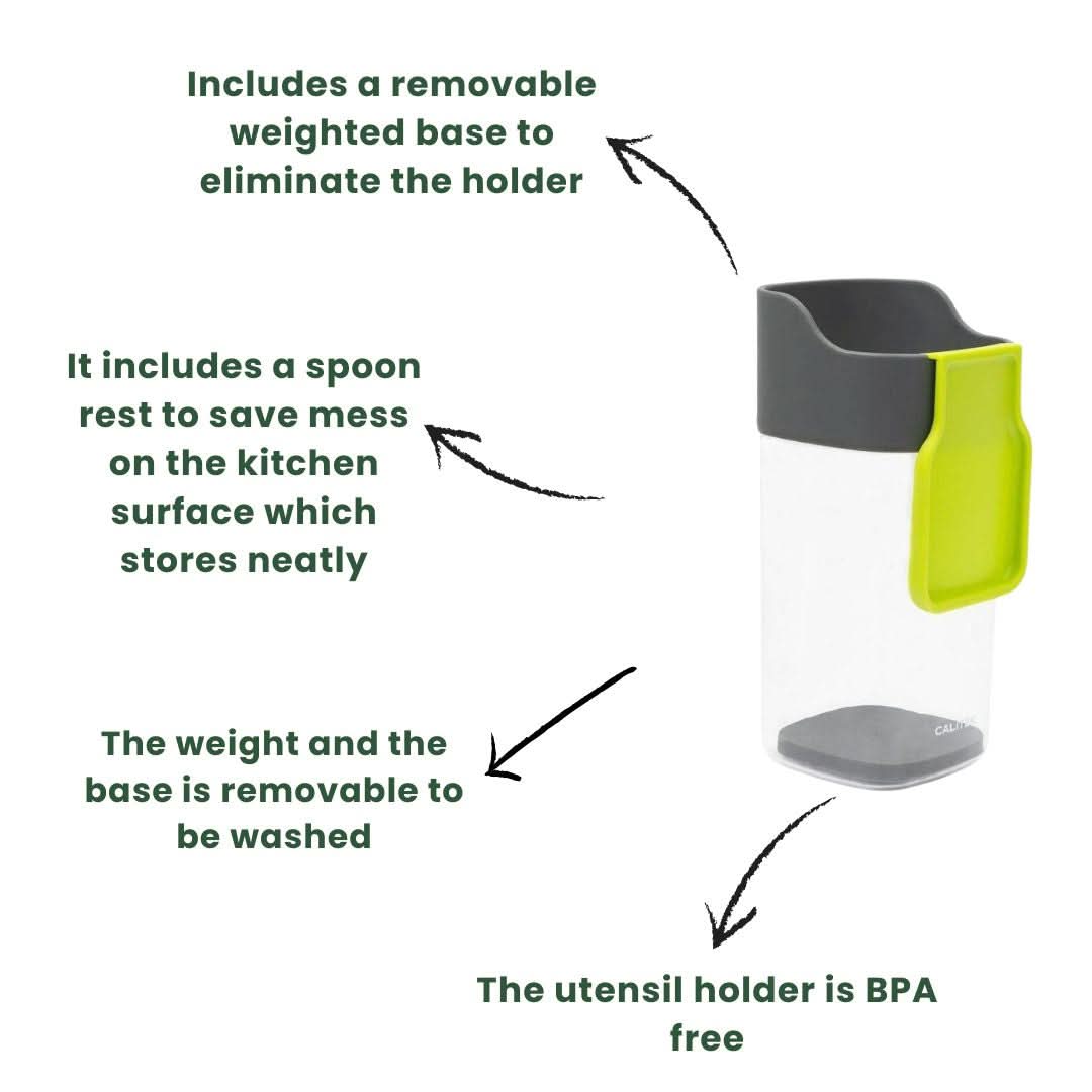 CALITEK Kitchen Utensil Holder with Spoon Rest - Grey/Green