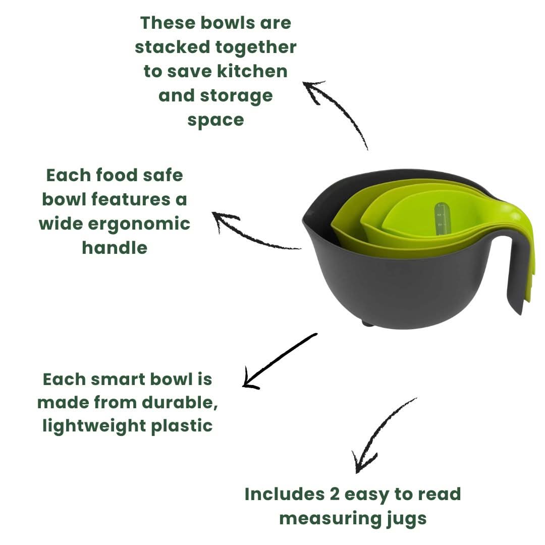 CALITEK Mixing Food Prep Set Colander Measuring Jug Non-Slip 4 Piece Set