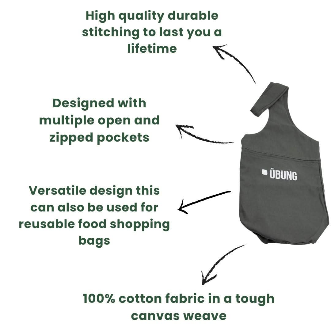 UBUNG Yoga Kit Bag with Pockets & Long Strap - Grey