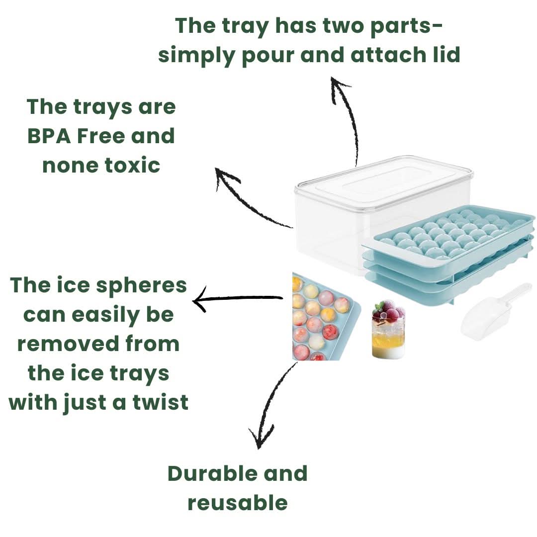 Mini Sphere Ice Cube Tray x 2 and Holder Blue