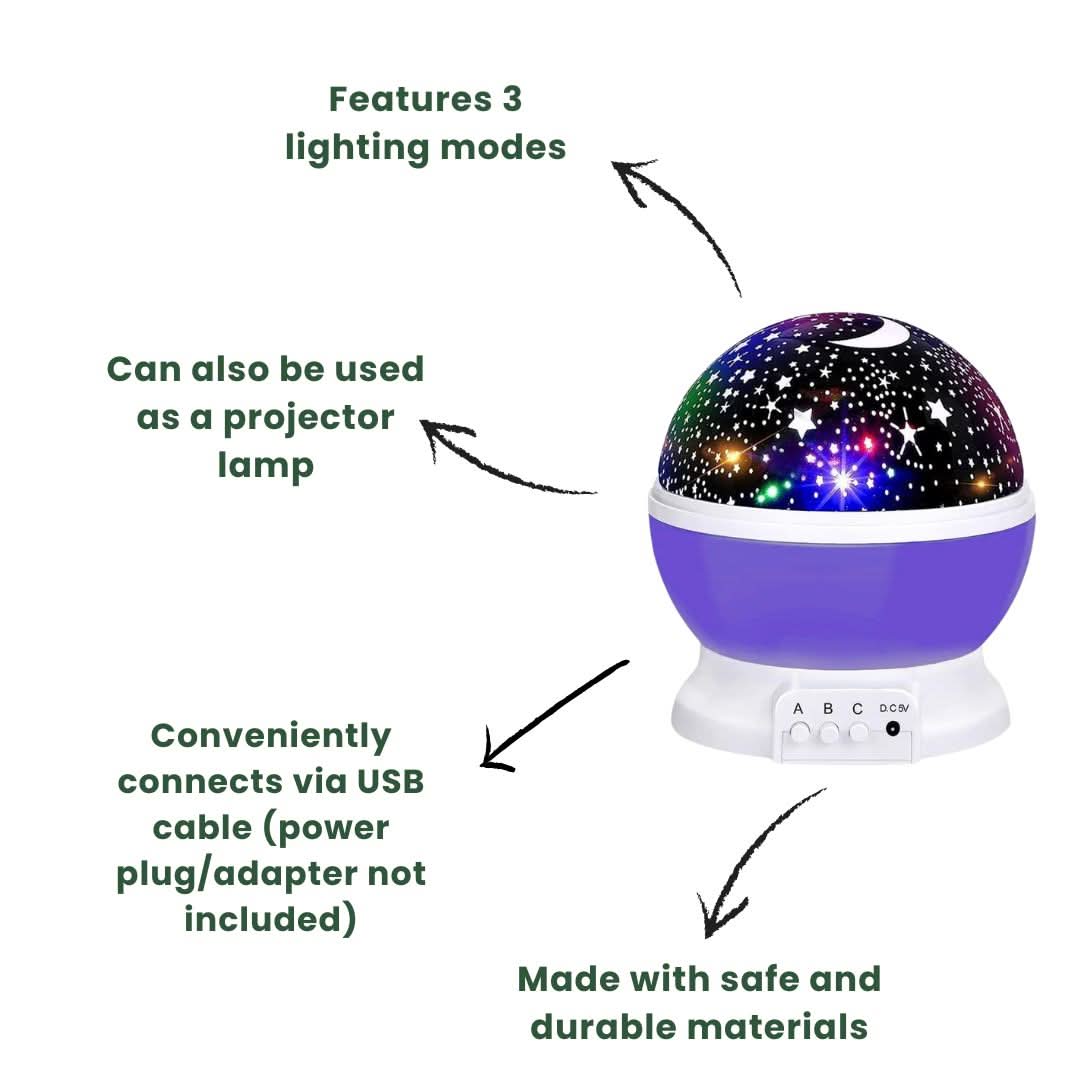DS Living Moon and Star Projector Night Light for Children Purple