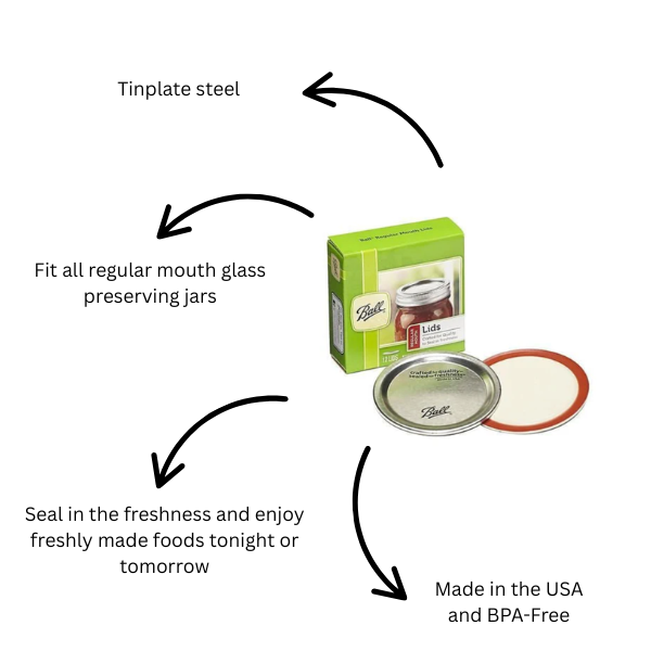 Ball Replacement Regular Mouth Jar Lids - 12 Pack