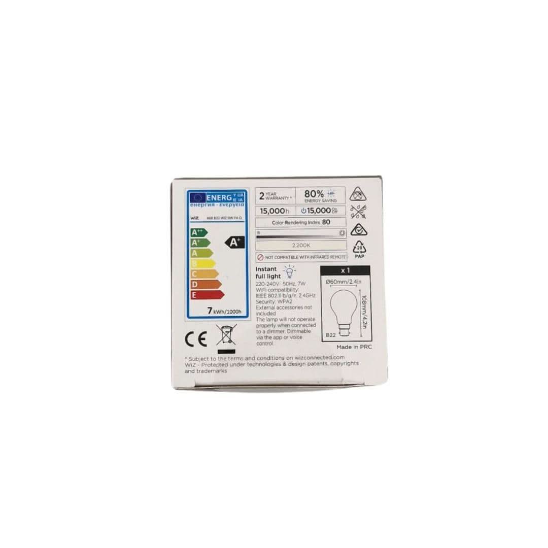 WiZ A60 Bayonet LED Filament Dimmable Amber Lightbulb