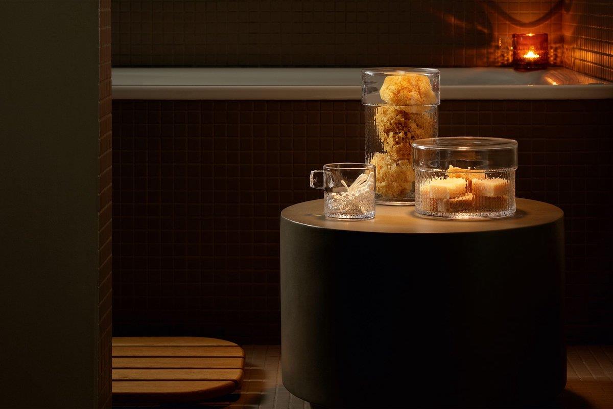 LSA Glass Tealight Holder with Handle 9cm Clear