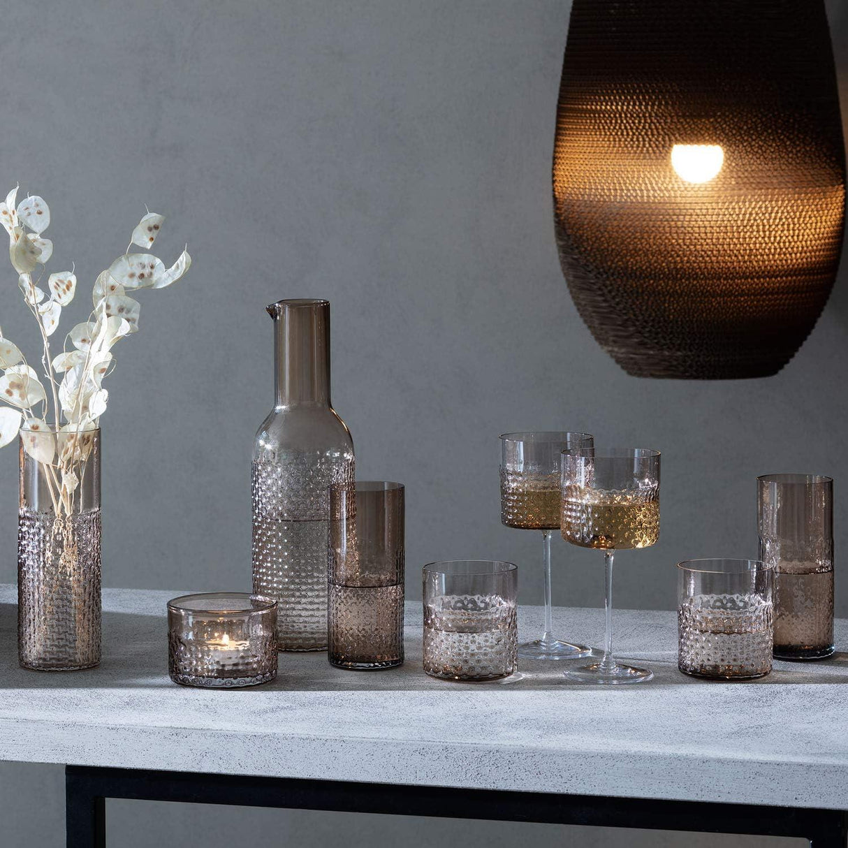 LSA Wicker Wine Glasses 320ml Taupe Set of 2