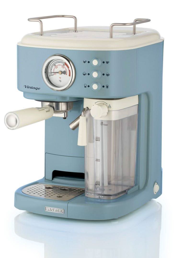 Ariete Vintage Espresso Coffee Maker with Milk Frother Blue 1250W