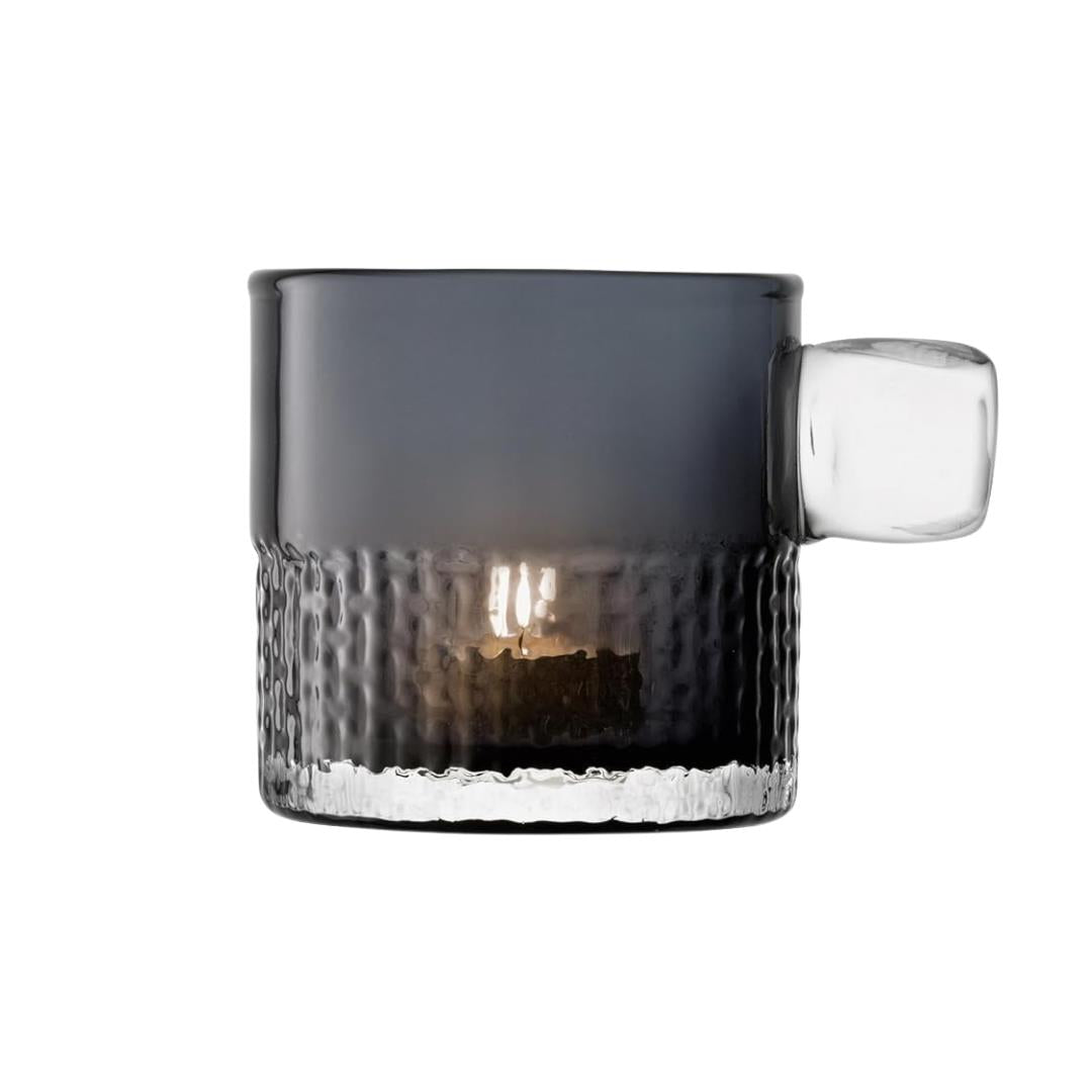 LSA Glass Tealight Holder with Handle 9cm Slate