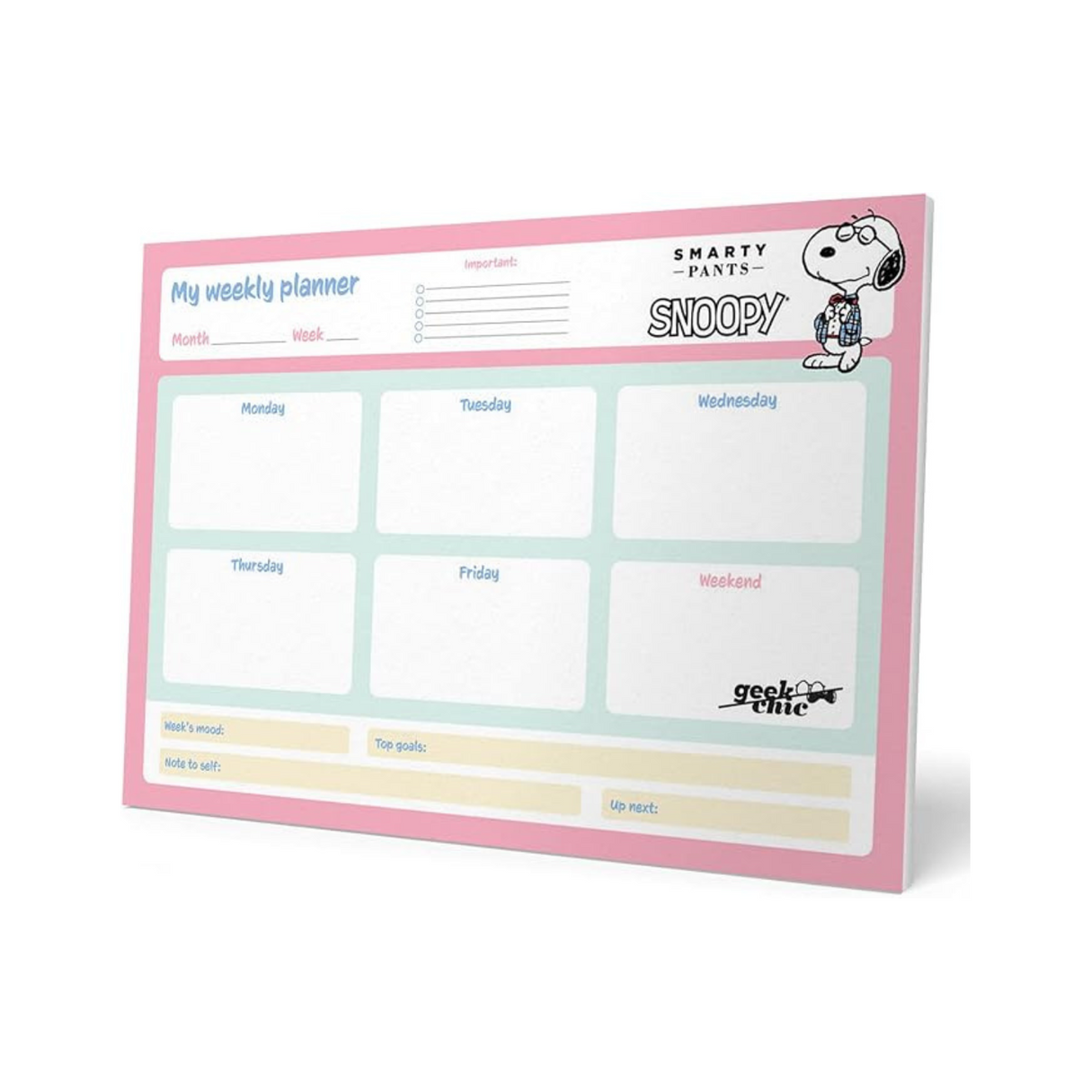 Snoopy A3 Weekly Planner Notepad Pink