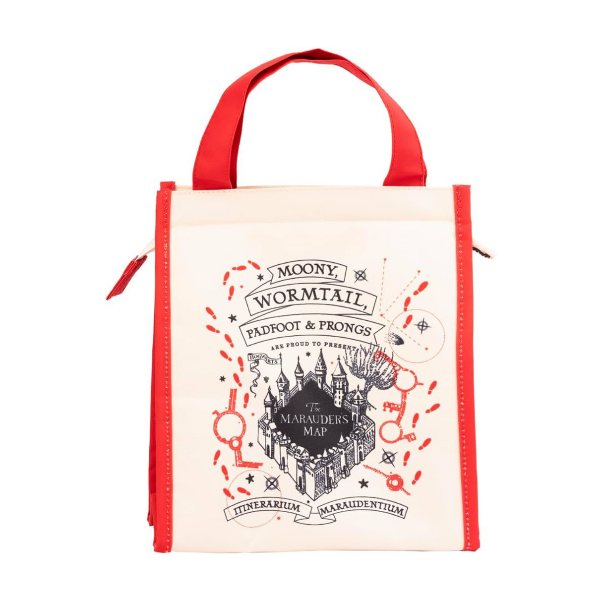 Marauders Map Harry Potter Lunch Bag Red and Beige