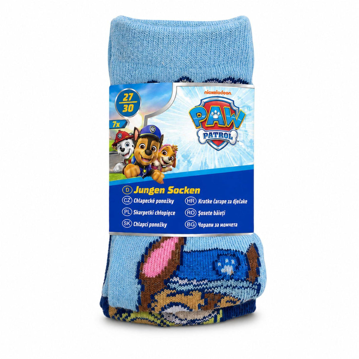 Boys PAW Patrol 7 Pack Multicoloured Cotton Blend Socks EU 27-30 UK 9-12