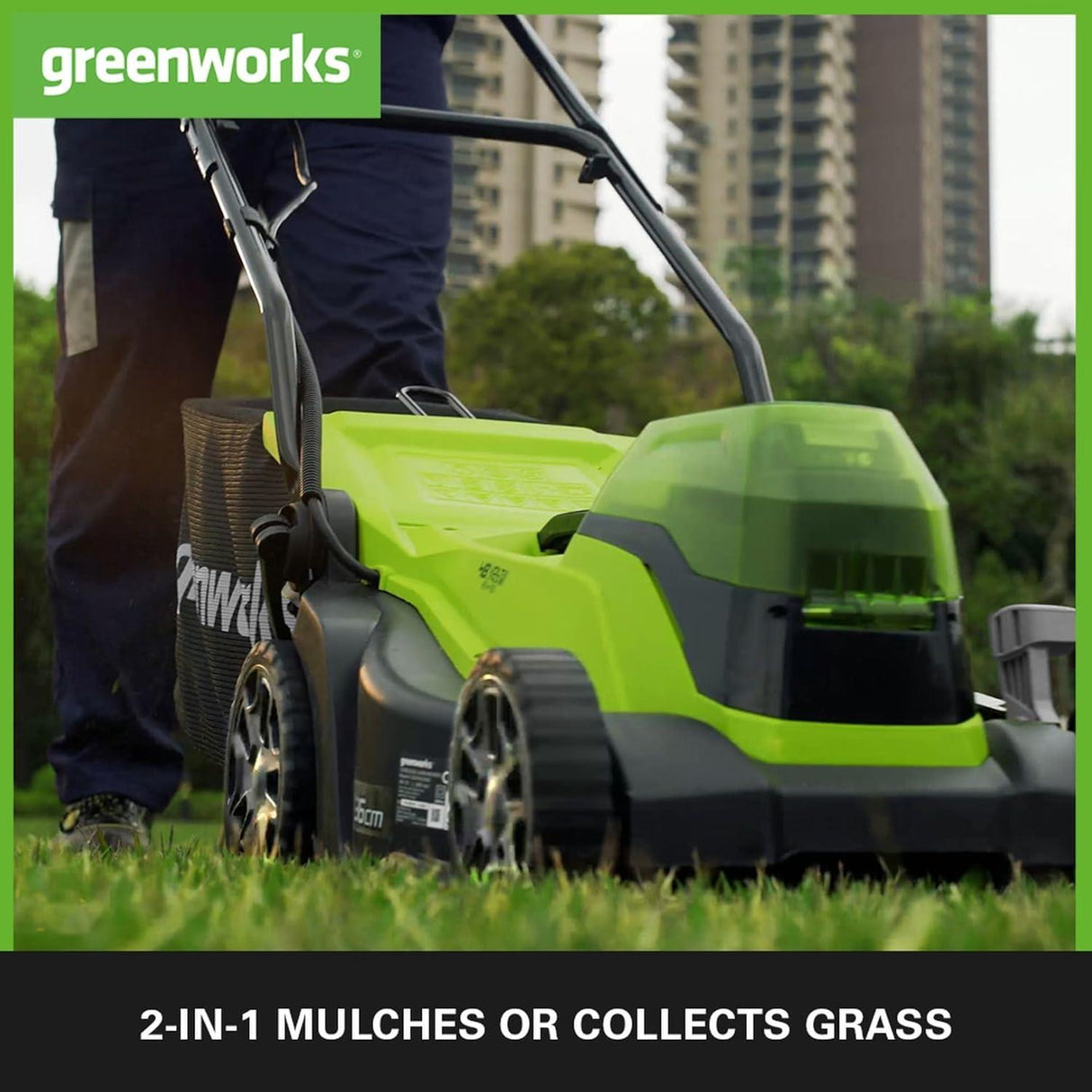 Greenworks Lawnmower 48V 36cm 2 x 2Ah Batteries and Charger