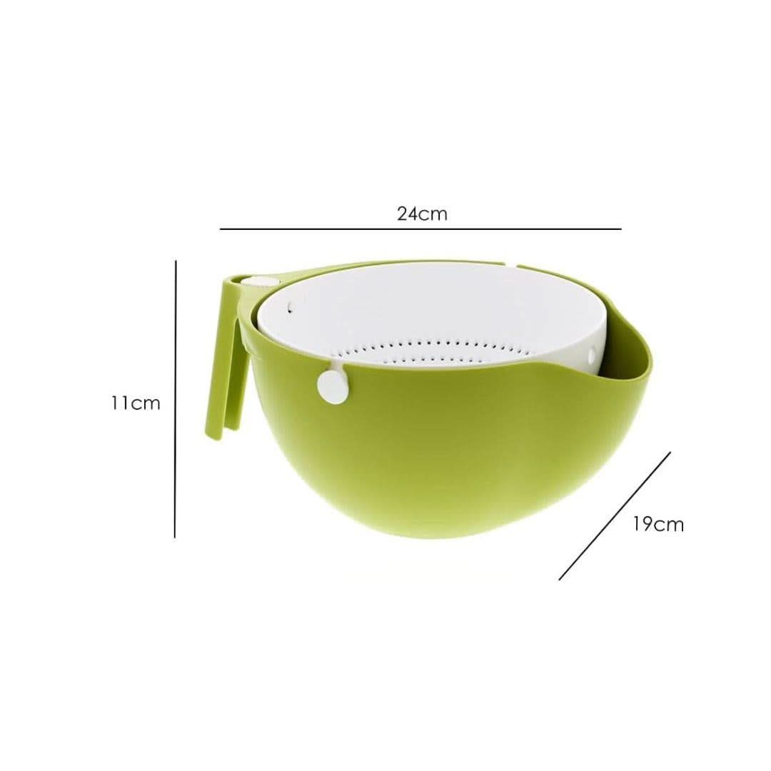 Calitek Rolling Colander Kitchen Strainer with Locking Handle Green and White