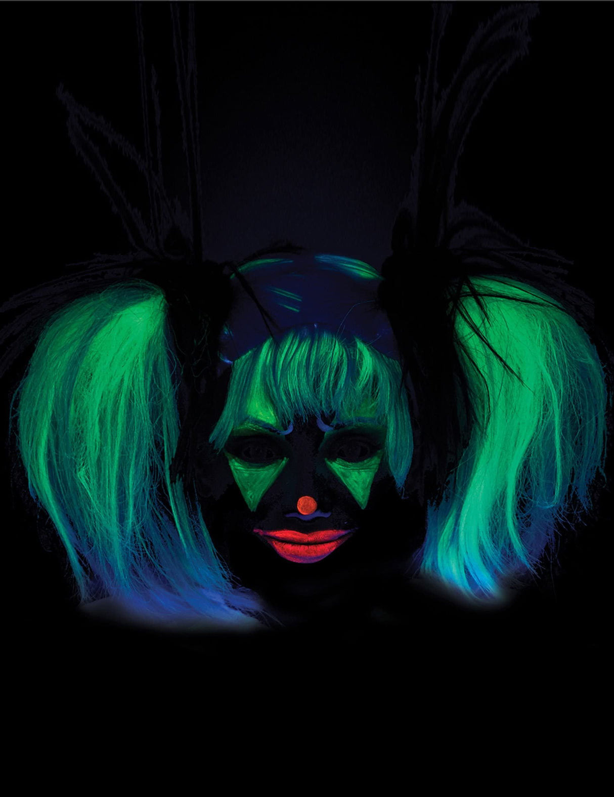 Black Glow in The Dark Punk Pigtails Halloween Wig