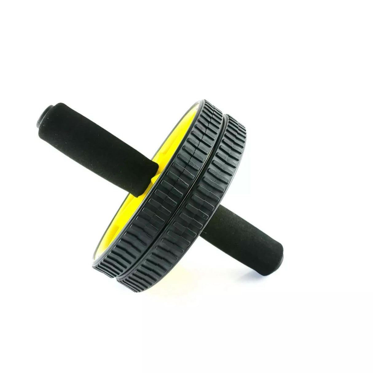 Bourgini Foam Handle Ab Roller Core Strength Fitness Workout Black and Yellow