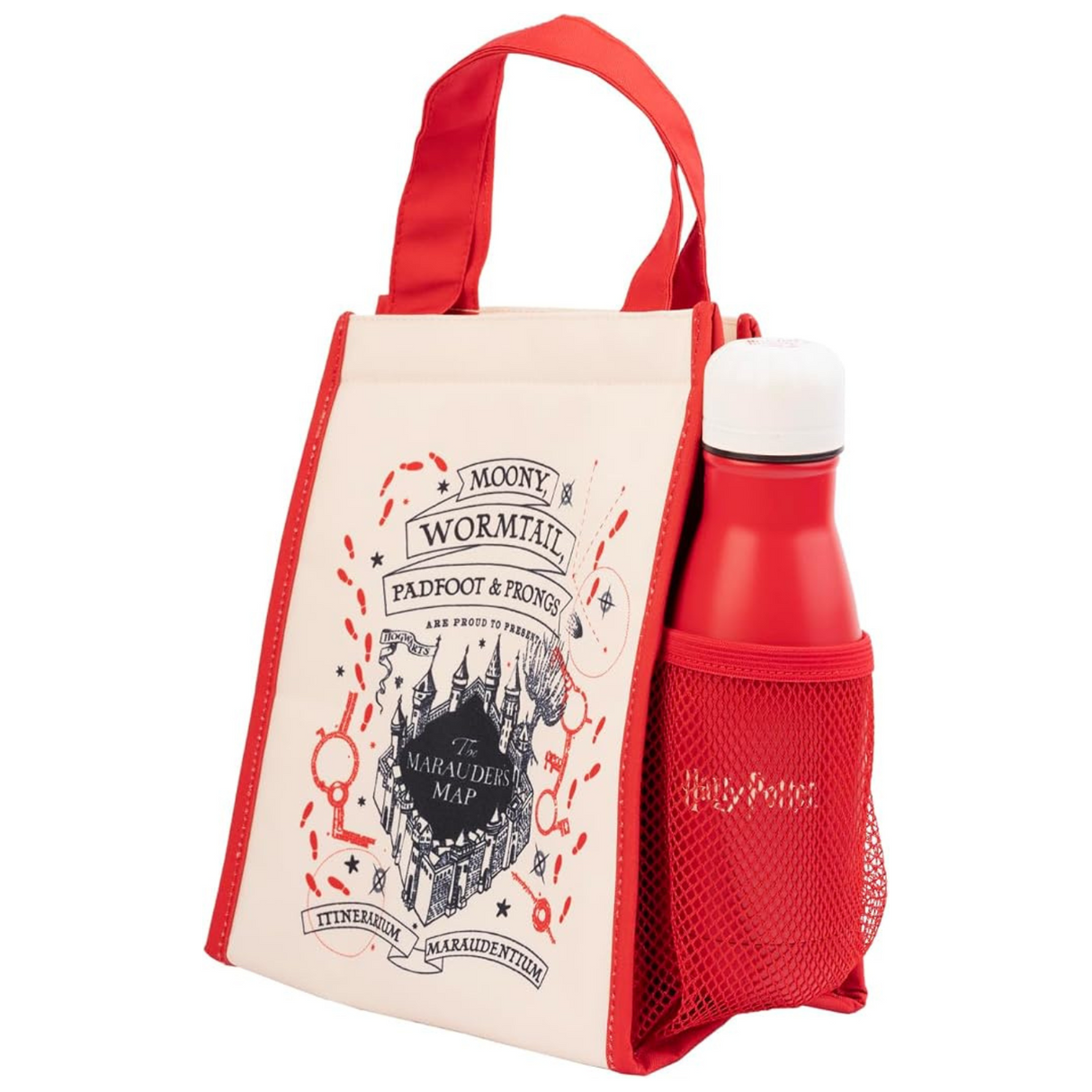 Marauders Map Harry Potter Lunch Bag Red and Beige