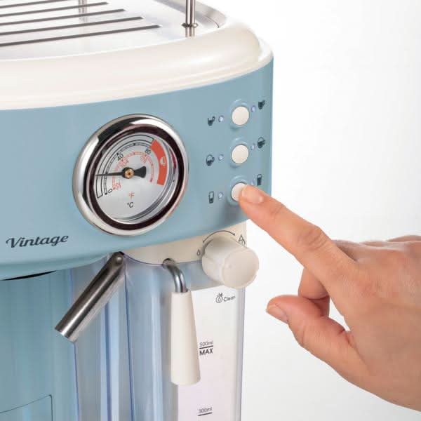 Ariete Vintage Espresso Coffee Maker with Milk Frother Blue 1250W