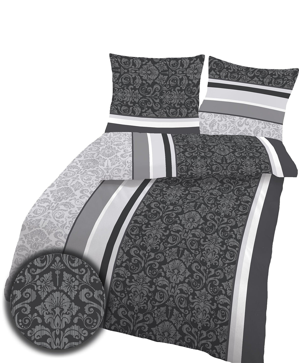 Soma Flannelette Bed Linen Set Anthracite Grey Boho Baroque